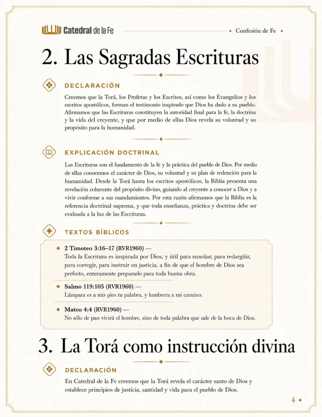 Confesión de Fe de Catedral de la Fe, página 4 de 21