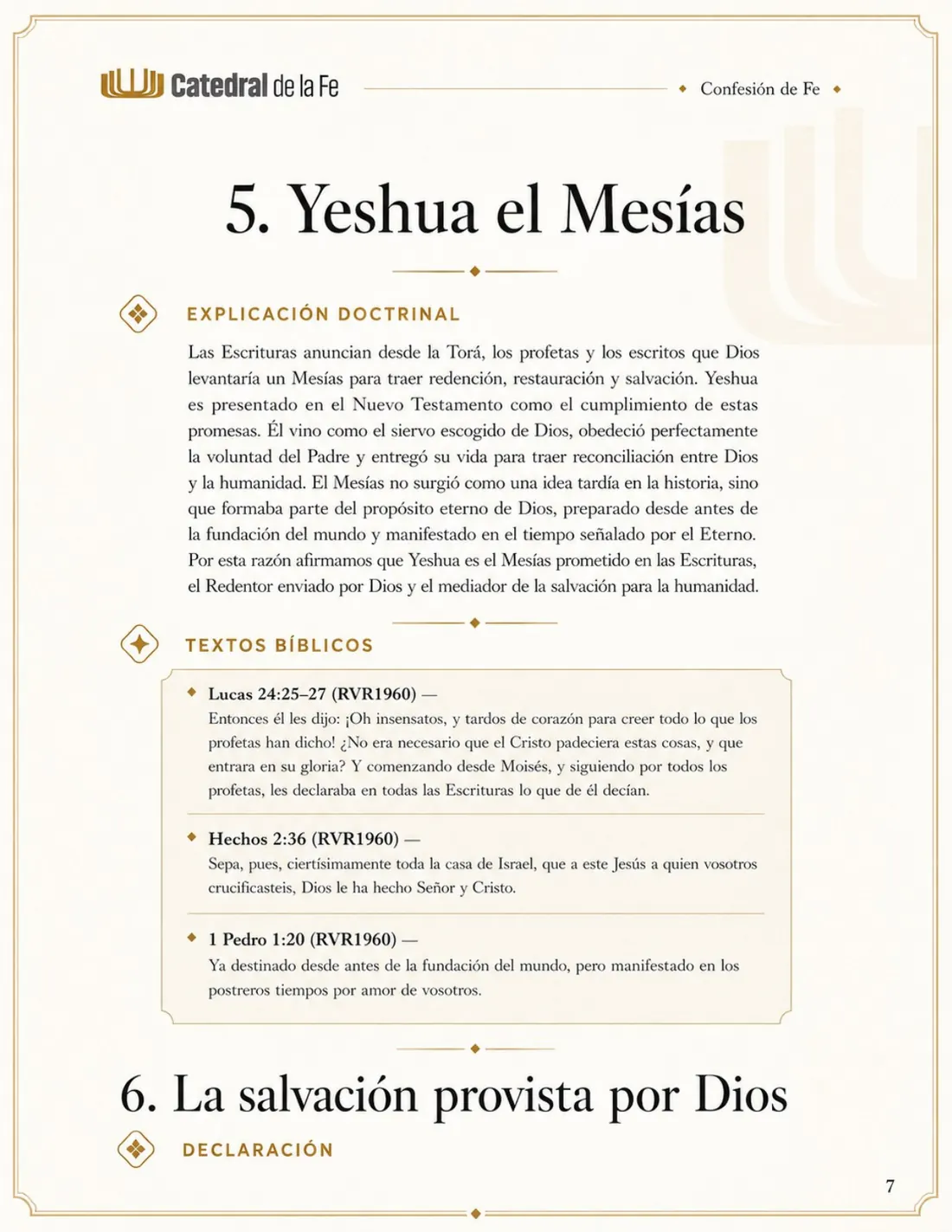 Confesión de Fe de Catedral de la Fe, página 7 de 21