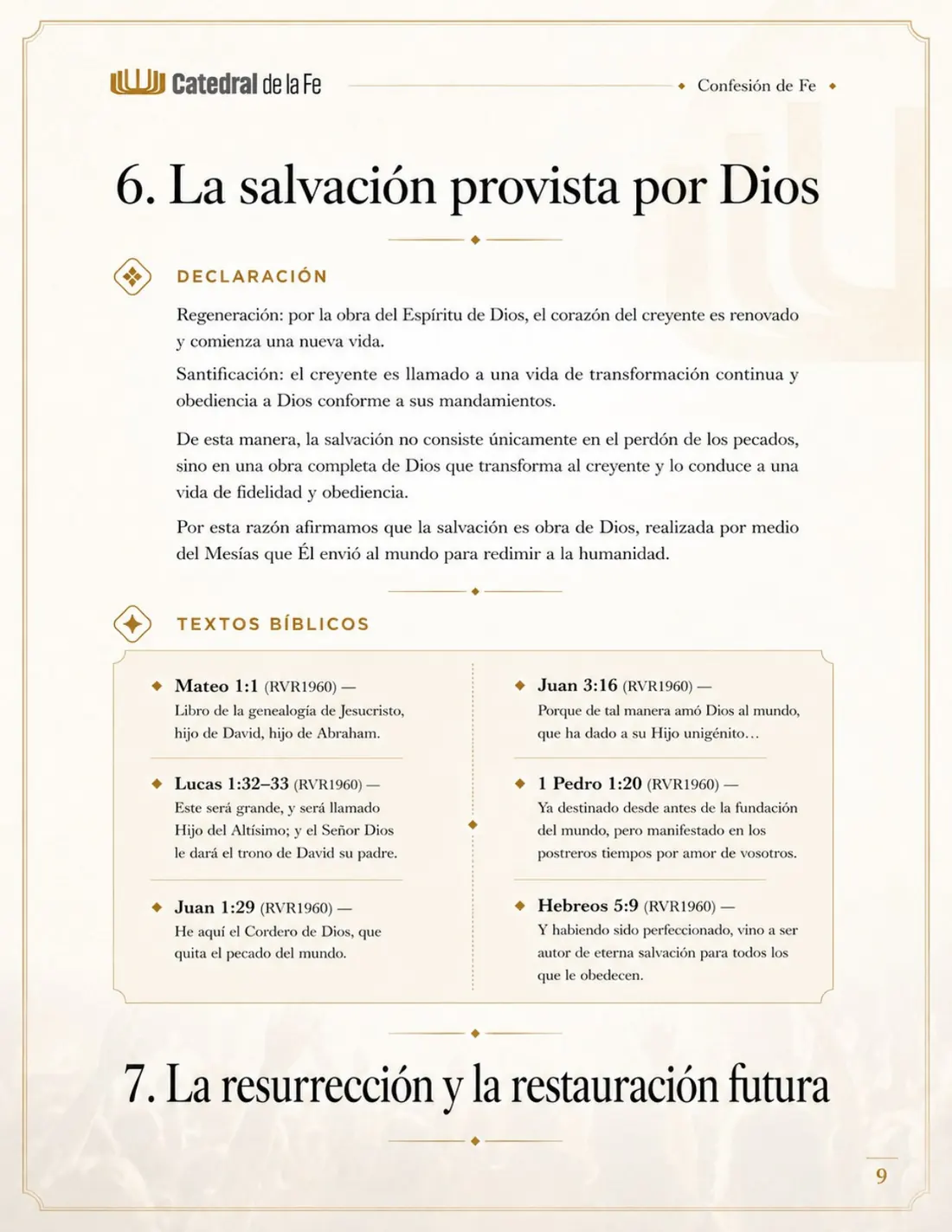 Confesión de Fe de Catedral de la Fe, página 9 de 21