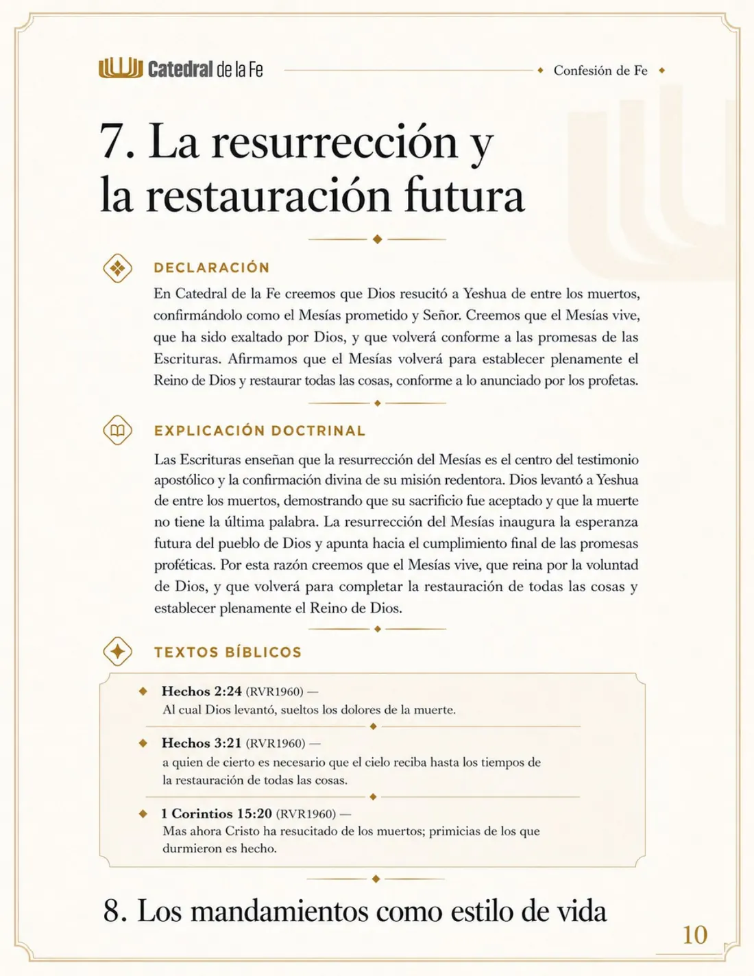 Confesión de Fe de Catedral de la Fe, página 10 de 21