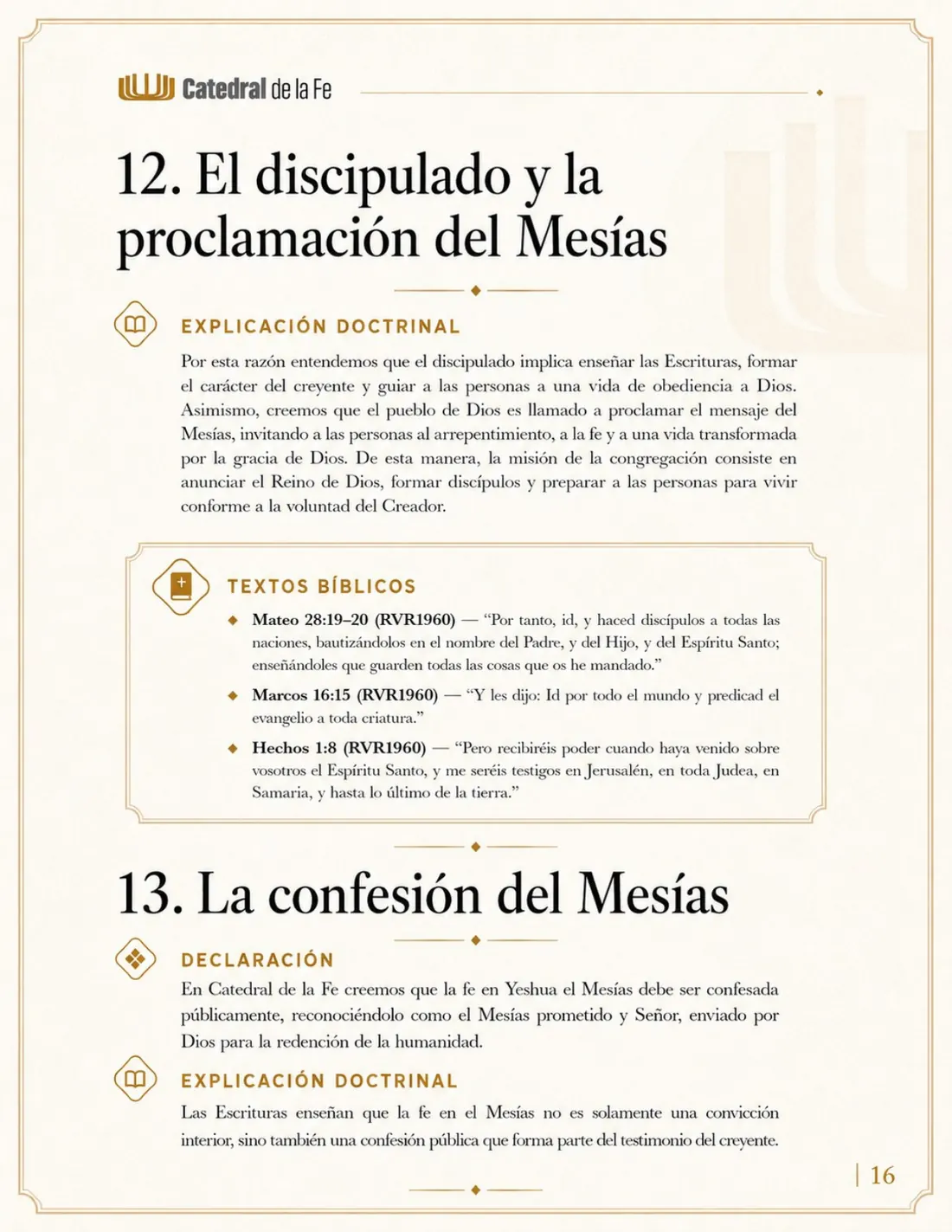 Confesión de Fe de Catedral de la Fe, página 16 de 21