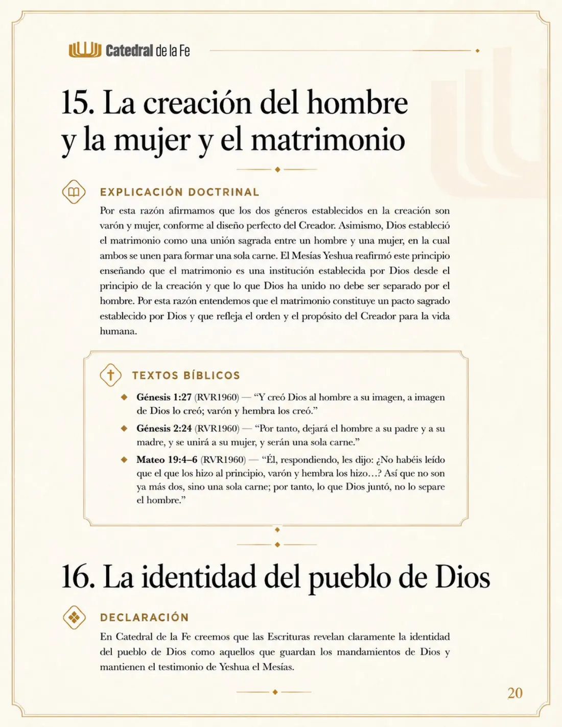Confesión de Fe de Catedral de la Fe, página 20 de 21